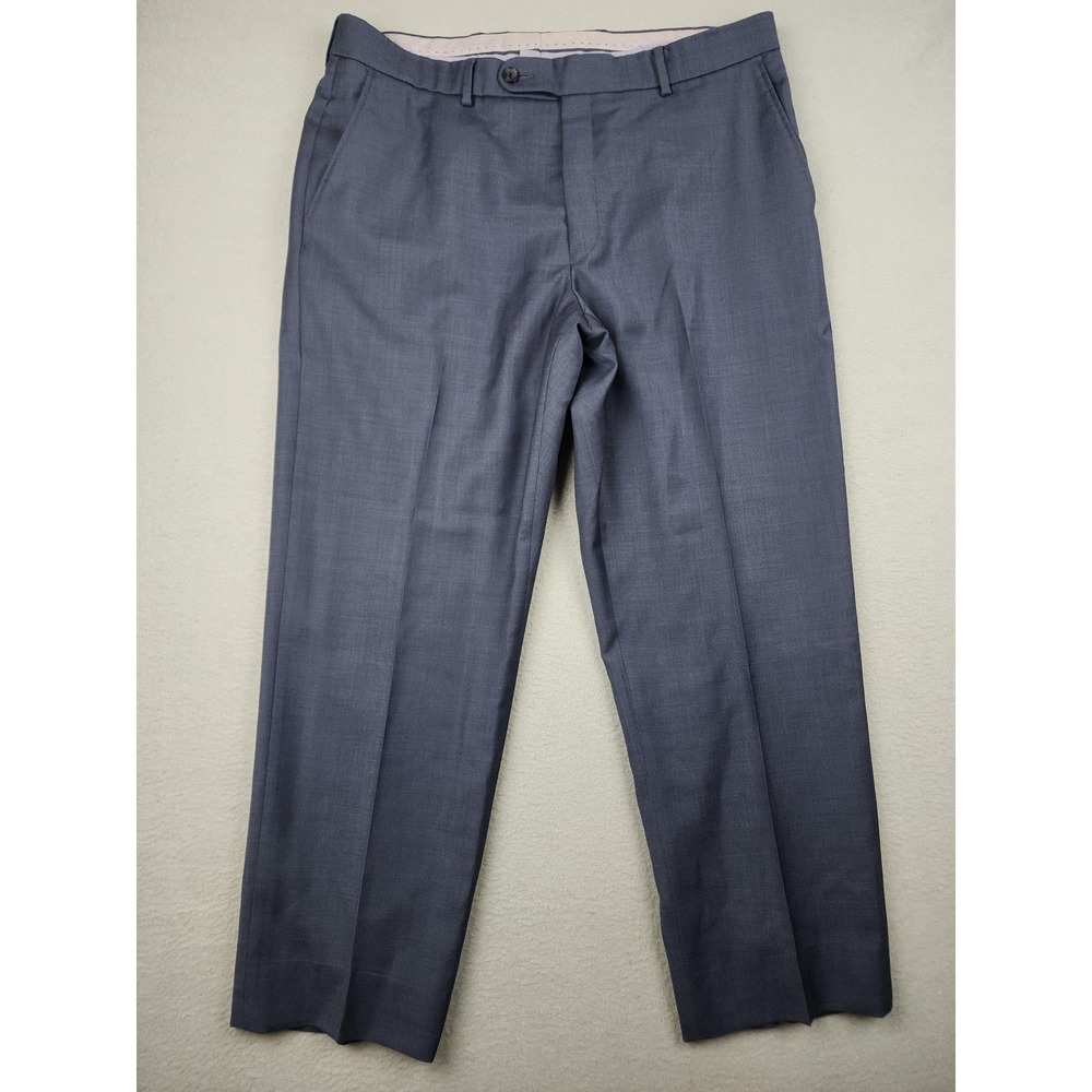 Ballin Dress Pants Mens 35x27 Blue Super 110s Wool Flat Comfort EZE Classic